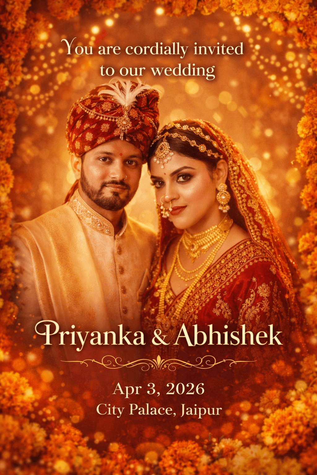 Sample Bollywood wedding invitation card