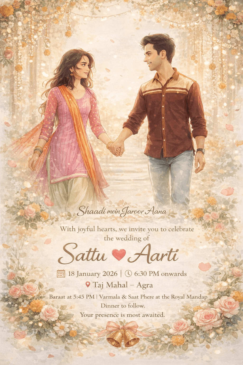 Festive lights wedding invitation sample